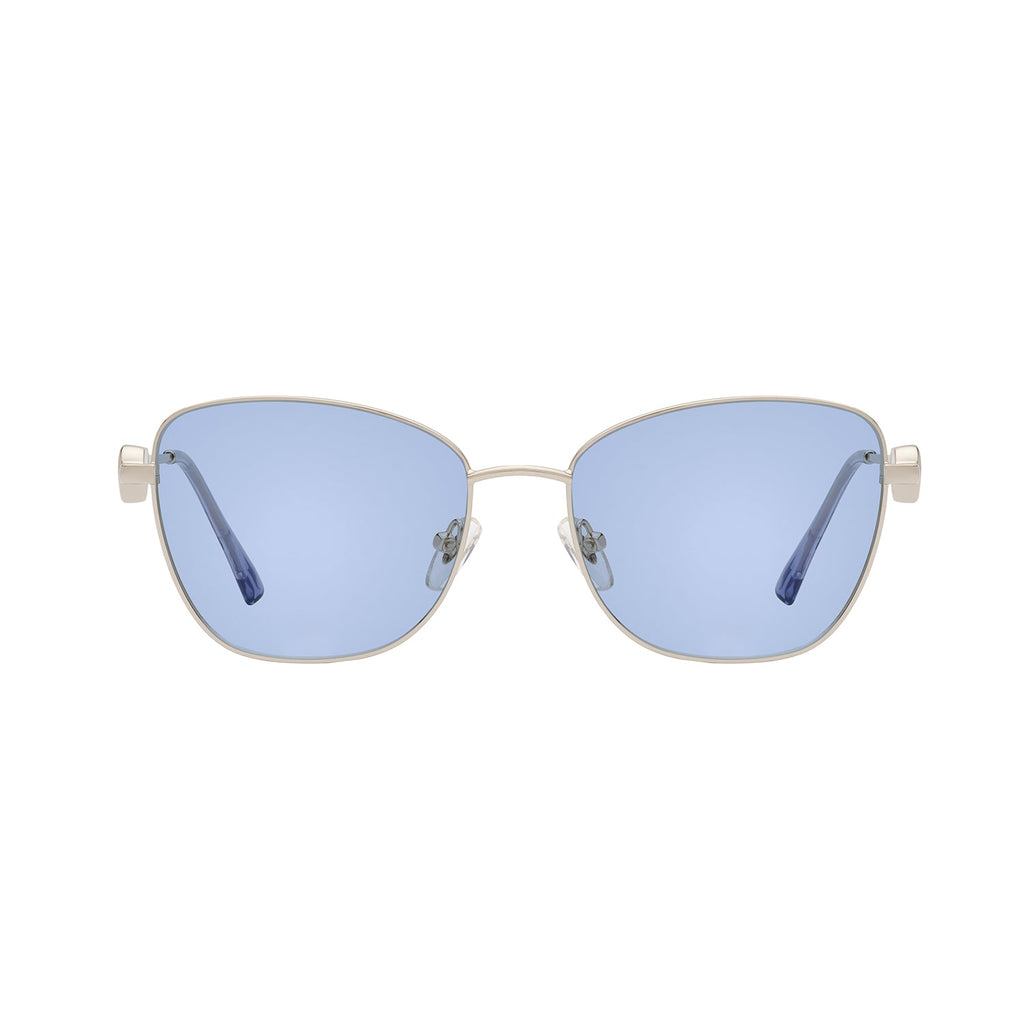 Transparent Blue Lens Silver Frame