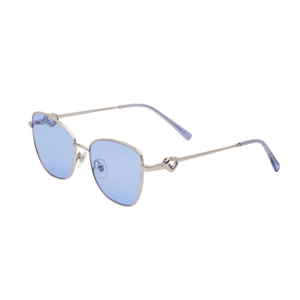 Transparent Blue Lens Silver Frame