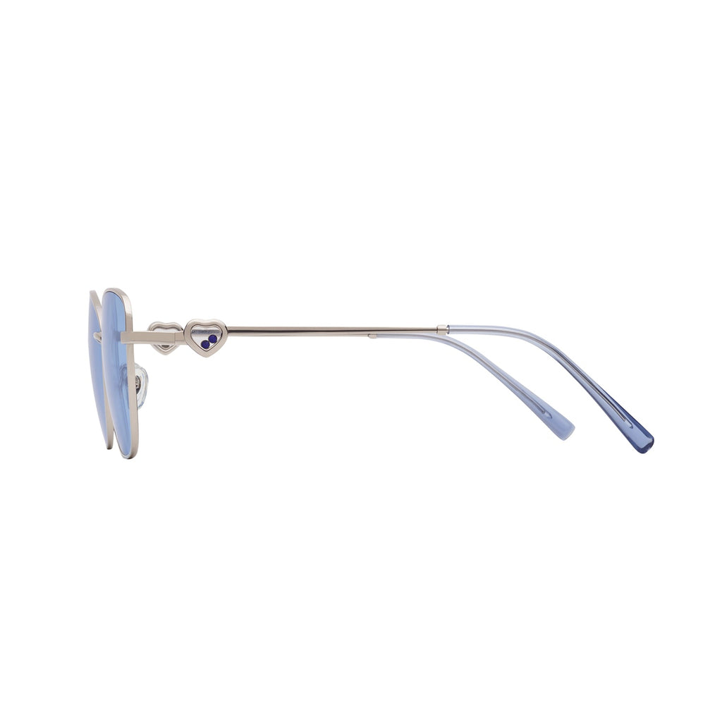 Transparent Blue Lens Silver Frame