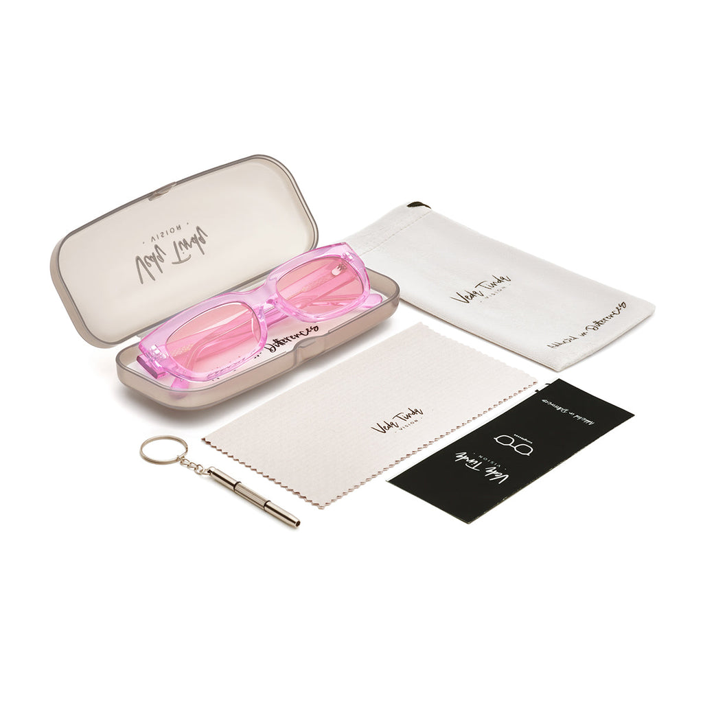 Light Pink Lens Transparent Pink Frame