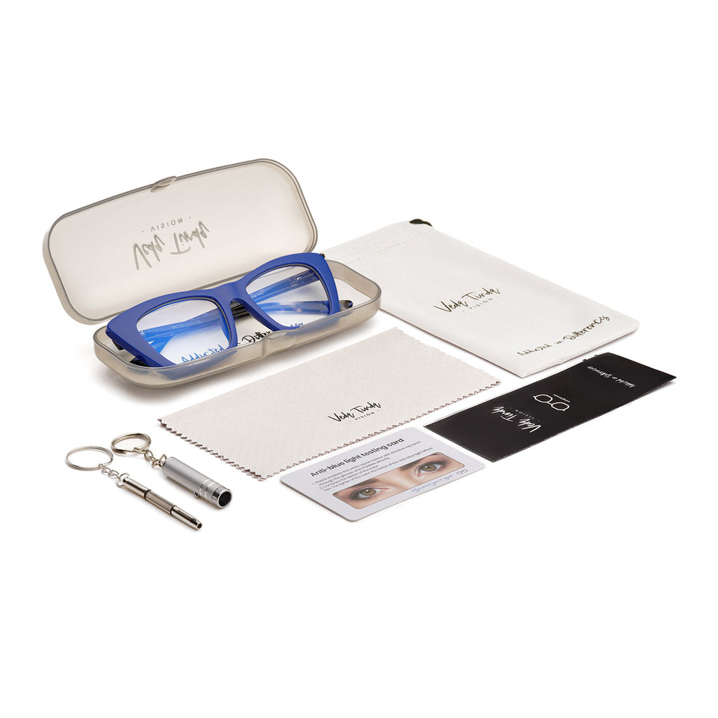 Transparent Lens Blue Frame